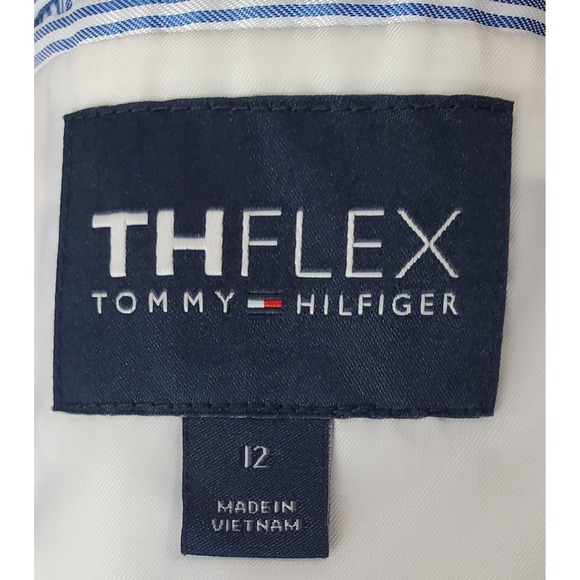 Tommy Hilfiger Blazer TH Flex Windowpane Mazarine Blue 12 Boy's Notch Collar - Picture 11 of 13